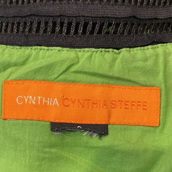 Cynthia Cynthia Steffe Black Eyelet Dress With Green Inlay Size 6 - Picture 8 of 13